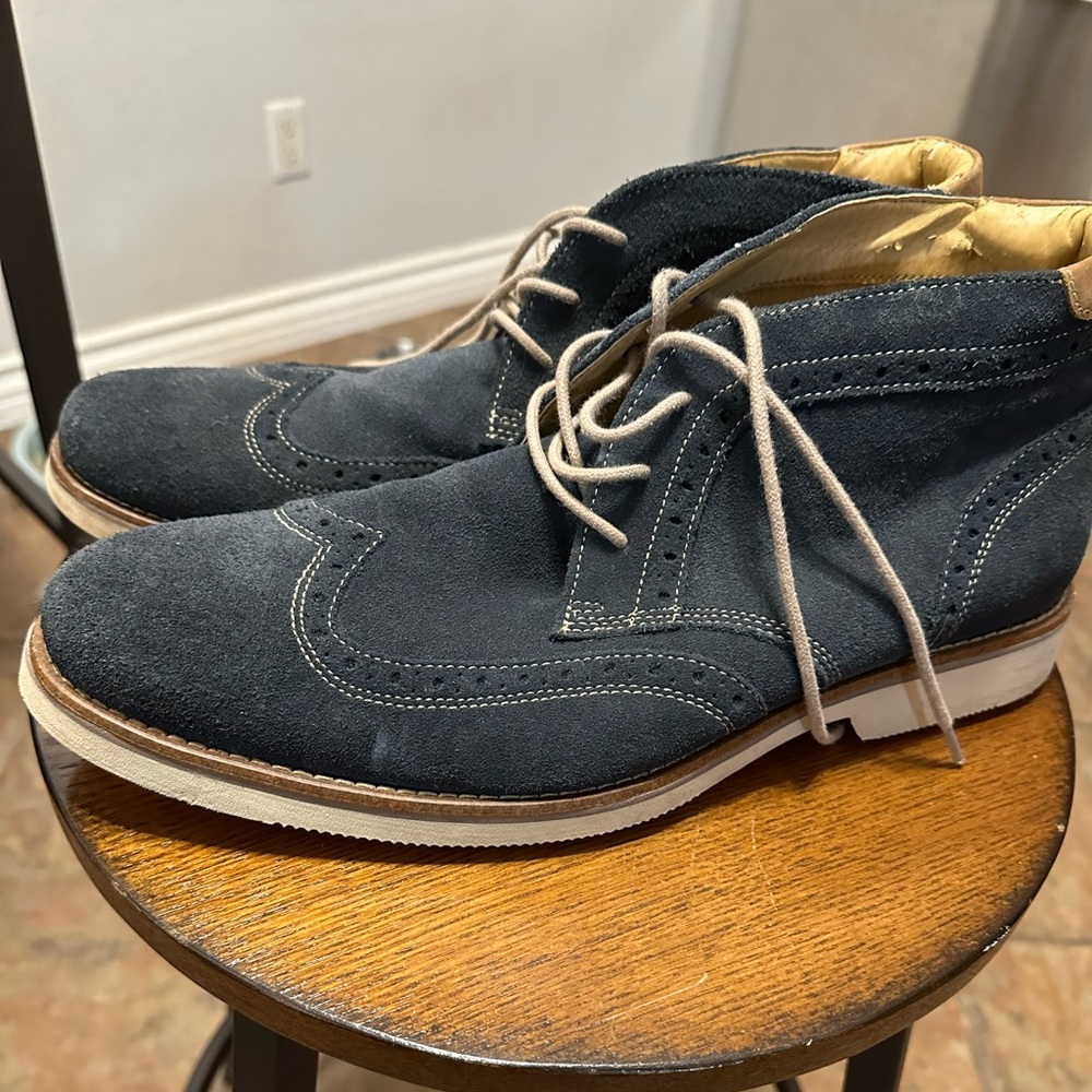 G H Bass Baltimore Blue Suede Oxford Ankle Boot Unisex